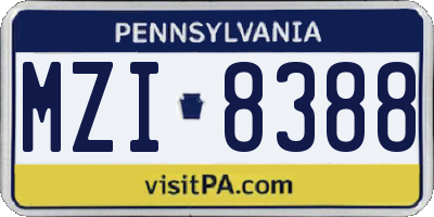 PA license plate MZI8388