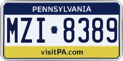 PA license plate MZI8389