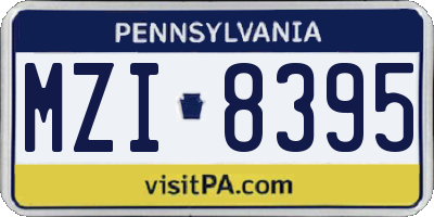 PA license plate MZI8395