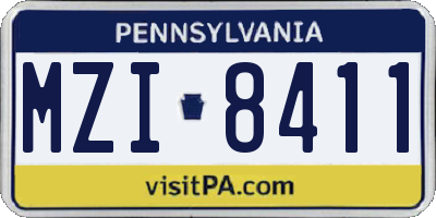 PA license plate MZI8411