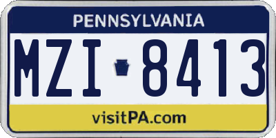 PA license plate MZI8413