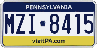 PA license plate MZI8415