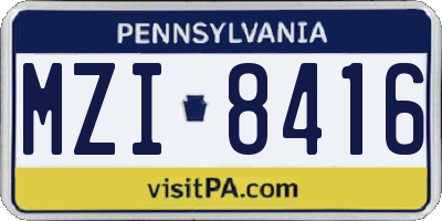 PA license plate MZI8416