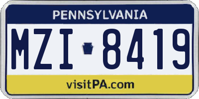 PA license plate MZI8419