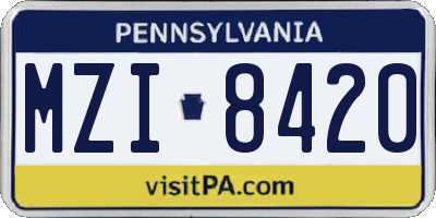 PA license plate MZI8420