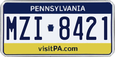 PA license plate MZI8421