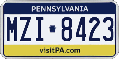 PA license plate MZI8423