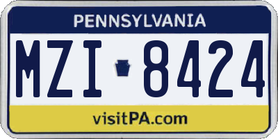 PA license plate MZI8424