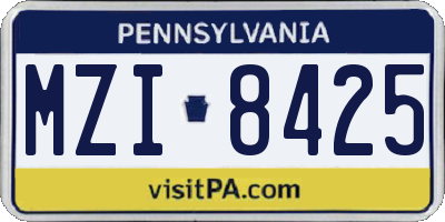 PA license plate MZI8425