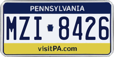 PA license plate MZI8426