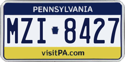 PA license plate MZI8427