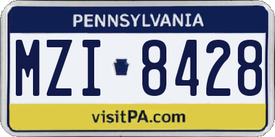 PA license plate MZI8428
