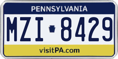 PA license plate MZI8429