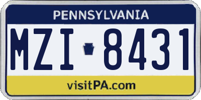 PA license plate MZI8431