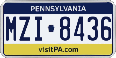 PA license plate MZI8436
