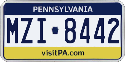 PA license plate MZI8442