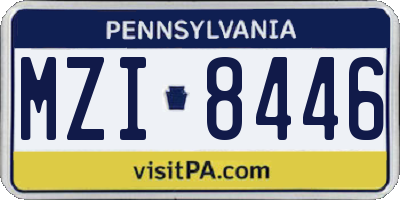 PA license plate MZI8446