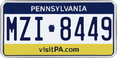 PA license plate MZI8449
