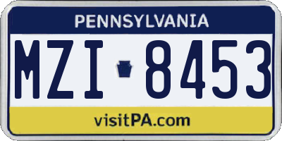 PA license plate MZI8453