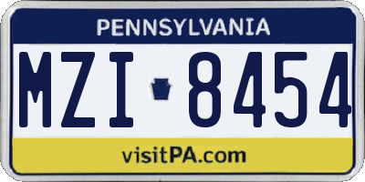 PA license plate MZI8454