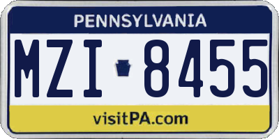 PA license plate MZI8455