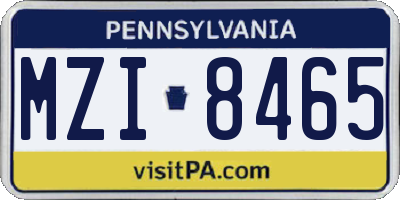 PA license plate MZI8465
