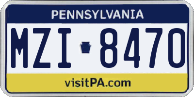 PA license plate MZI8470