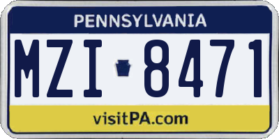 PA license plate MZI8471