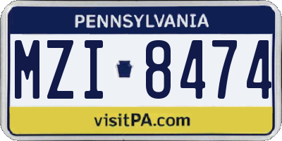 PA license plate MZI8474