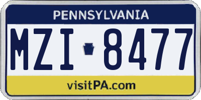 PA license plate MZI8477