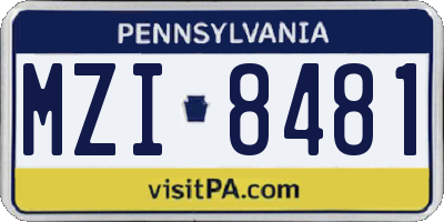 PA license plate MZI8481