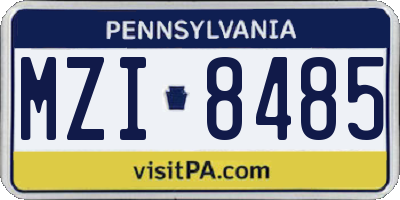PA license plate MZI8485