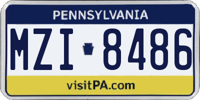 PA license plate MZI8486