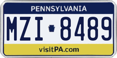 PA license plate MZI8489