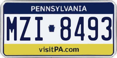 PA license plate MZI8493