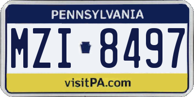 PA license plate MZI8497