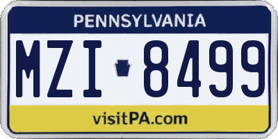 PA license plate MZI8499