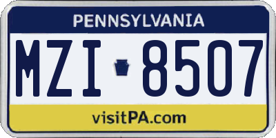 PA license plate MZI8507