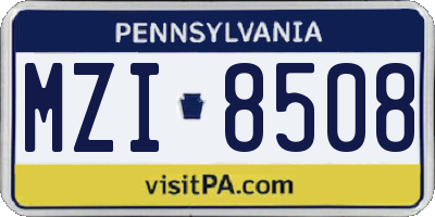 PA license plate MZI8508