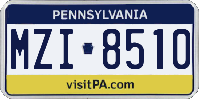 PA license plate MZI8510