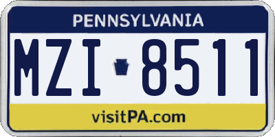 PA license plate MZI8511