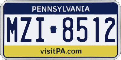 PA license plate MZI8512