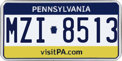 PA license plate MZI8513