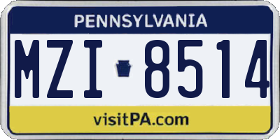 PA license plate MZI8514
