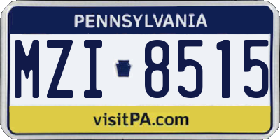 PA license plate MZI8515