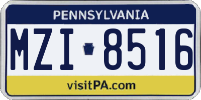 PA license plate MZI8516