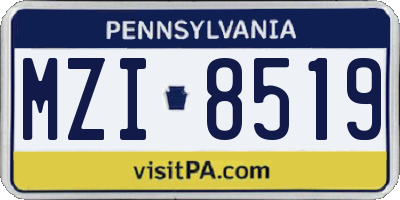 PA license plate MZI8519