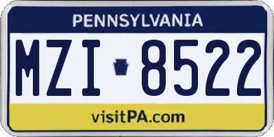PA license plate MZI8522