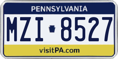 PA license plate MZI8527