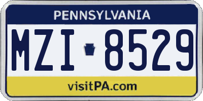 PA license plate MZI8529
